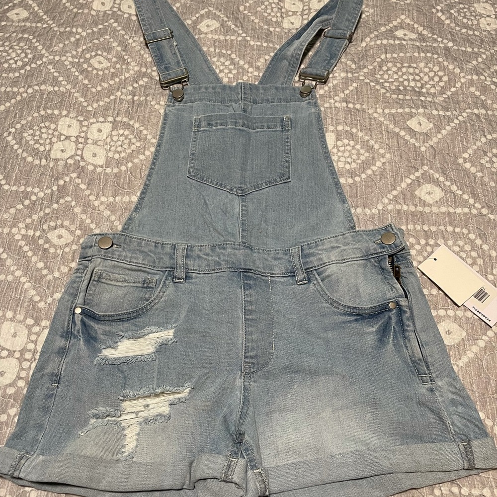 Distressed Denim Shortalls